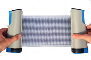 Uitschuifbare Tafteltennisnet van Colourfam® - Pocket Tafeltennis Net - Blauw / Grijs - Draagbaar Ping Pong Net - Uitschuifbaar op Tafel