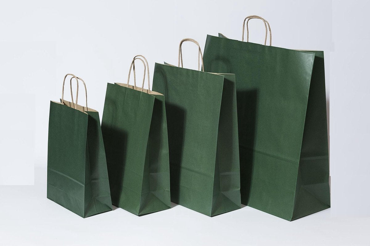 Papieren Draagtassen Dk Groen 220+100x310mm - 50 st