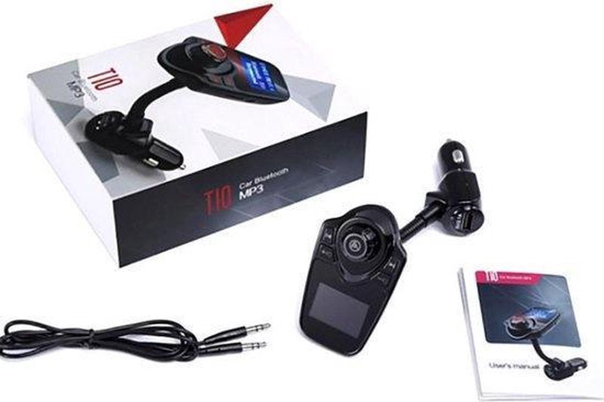 FM Transmitter voor in de auto - Handsfree bellen -  USB Ingang - Auto bluetooth -  Carkit met AUX - Bluetooth handsfree carkit- fm transmitter - T10