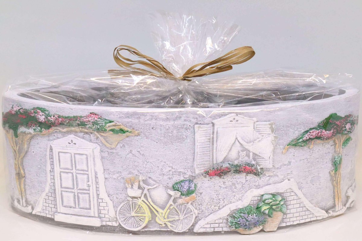 Grijze Toscane ovale wax windlicht 95/125/270 (incl. 2 stuks 3 uurs theelichten)