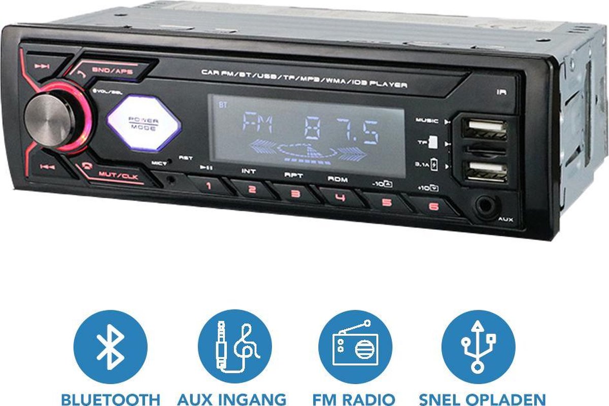 Autoradio - Handsfree AUX BLUETOOTH USB SD - Alle auto's - Auto Radio - Enkel din - Afstandsbediening