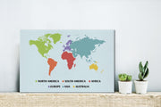 Canvas Schilderijen - Wereldkaart Kinderen - Trendy - Kleuren - 30x20 cm - Wanddecoratie