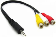 Garpex® AUX Verloopkabel - 3.5mm Jack (mannelijk) naar 3 RCA (vrouwelijk) - Splitter Audio Video Kabel – PC Smartphone Telefoon Tablet Stereo Home Cinema Set Versterker TV - Zwart