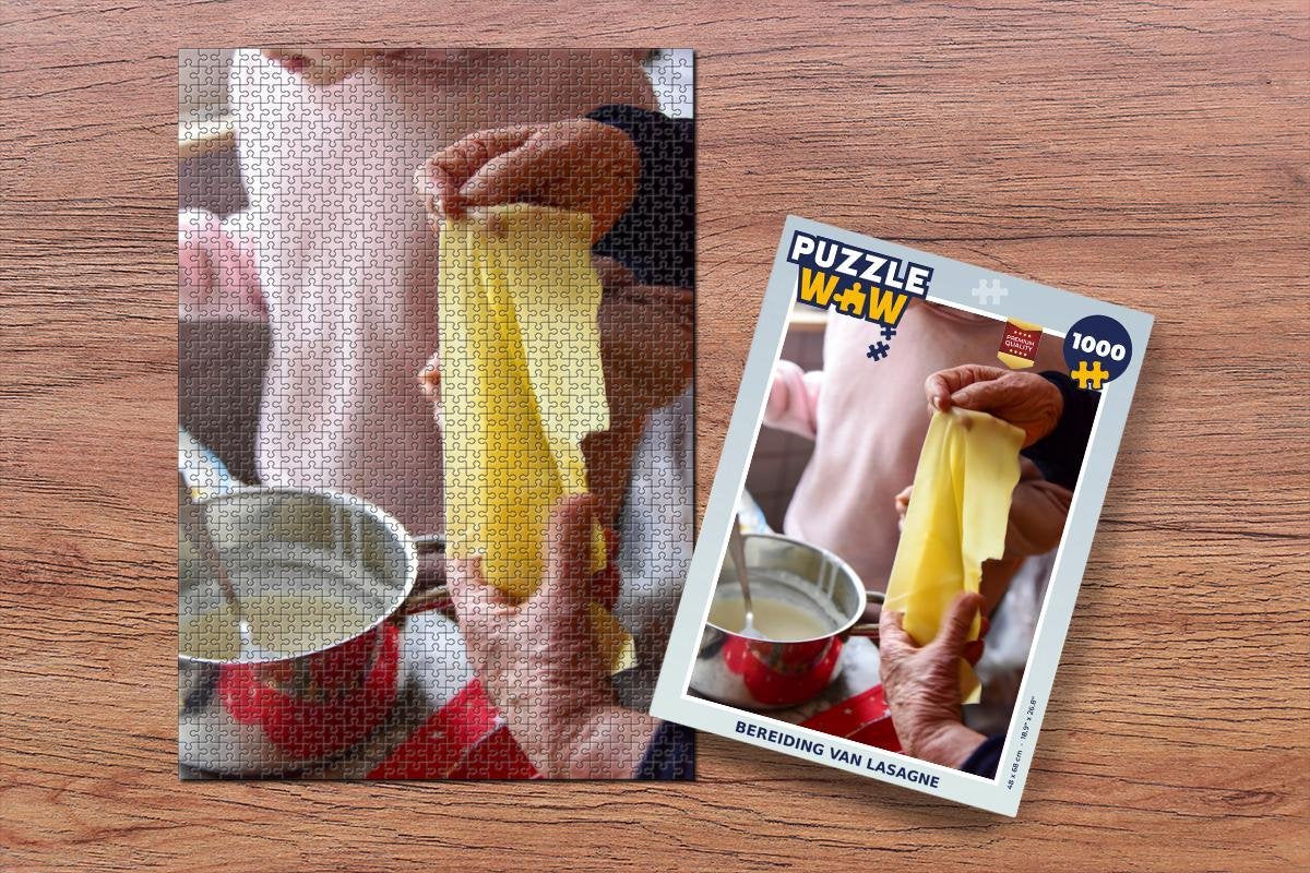 Puzzel 1000 stukjes volwassenen Italiaanse pasta 1000 stukjes - Bereiding van lasagne  - PuzzleWow heeft +100000 puzzels