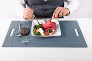 Dienblad Leer Imitatie look - Met handvatten - 33x45 cm - Blauw