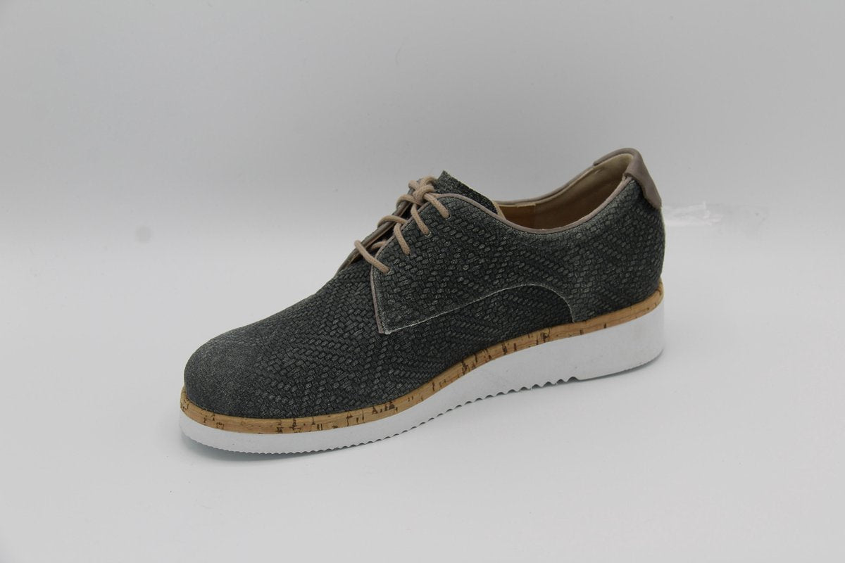 Durea- 6191- khaky taupe veterschoen- breedte H- maat 39 (6)