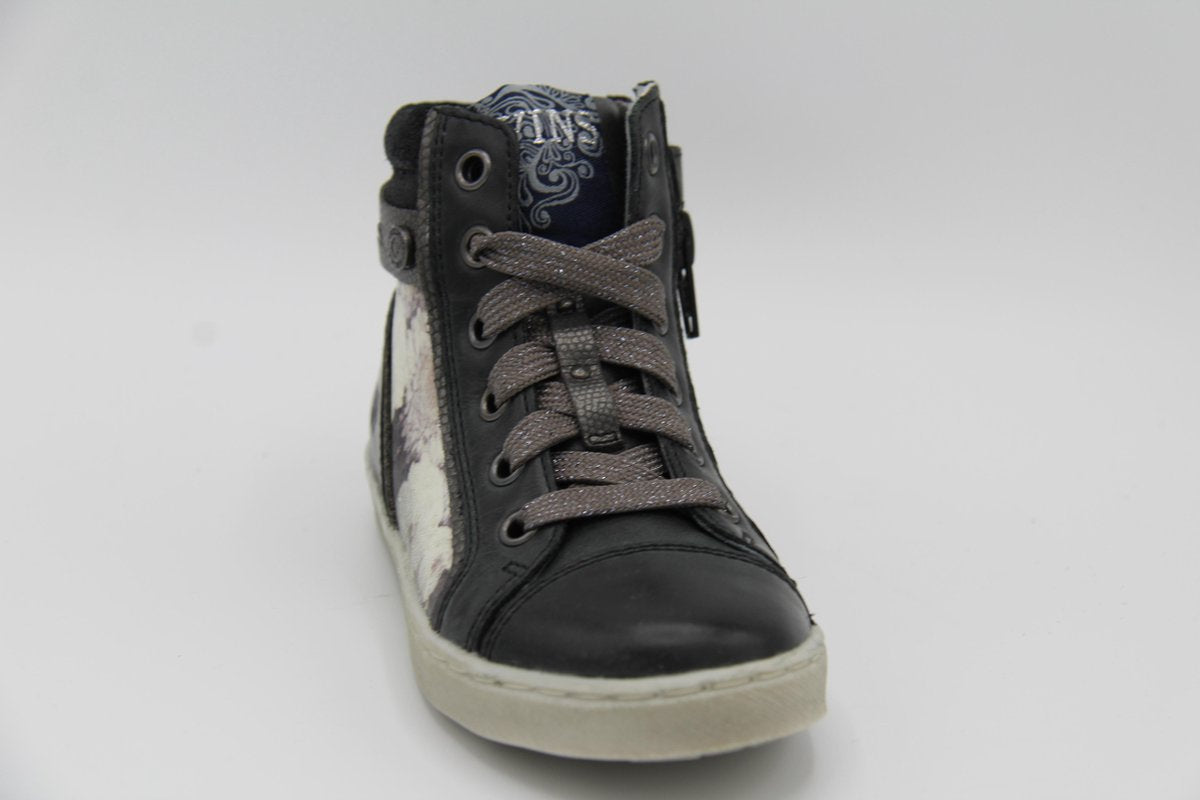 Twins- Zwarte sneaker met bloemmotief aan de zijkant- 317623589-breedte 5 maat 26