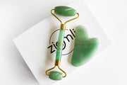 Ziamli aventurijn Gezicht roller + Gua sha schraper - 100% aventurijn - Gezicht massage - Premium quality aventurine