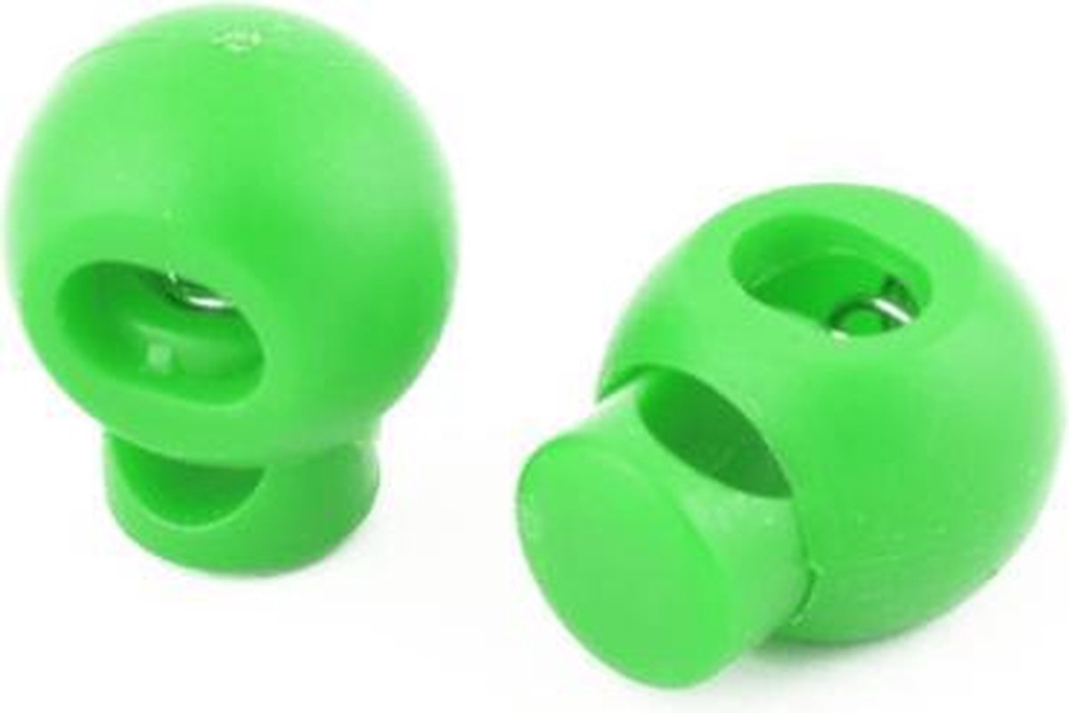 Bevestigingsclip met veer - Enkel gat - 16mm bol - Groen - 2 stuks