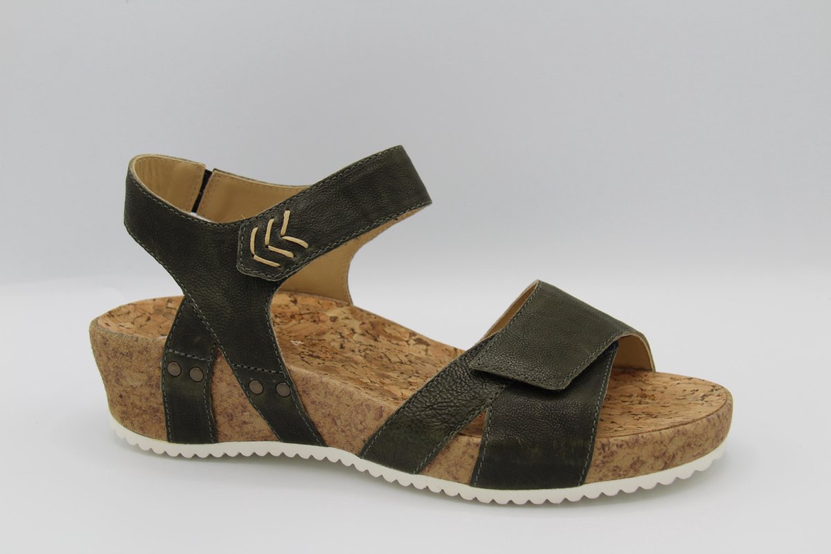 Durea- 7400- Sandaal met kurk- G- Groen- maat 6 ( 39)
