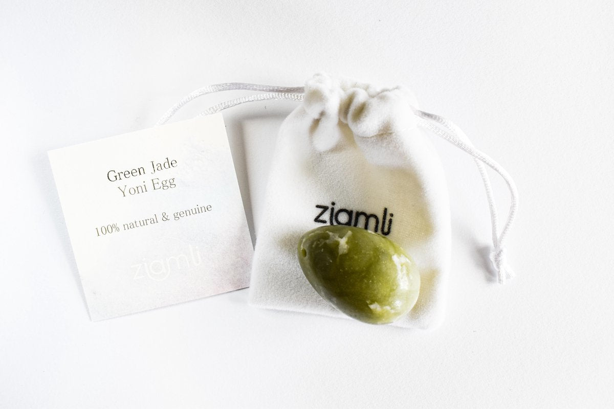 Ziamli yoni ei L (45*30 mm) - 100% groene jade - Massage ei - Yoni egg green jade - Drilled