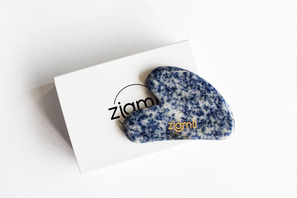 Ziamli Gua sha schraper - 100% sodalite - Gezicht massage - Premium kwaliteit sodaliet - Gua sha massage