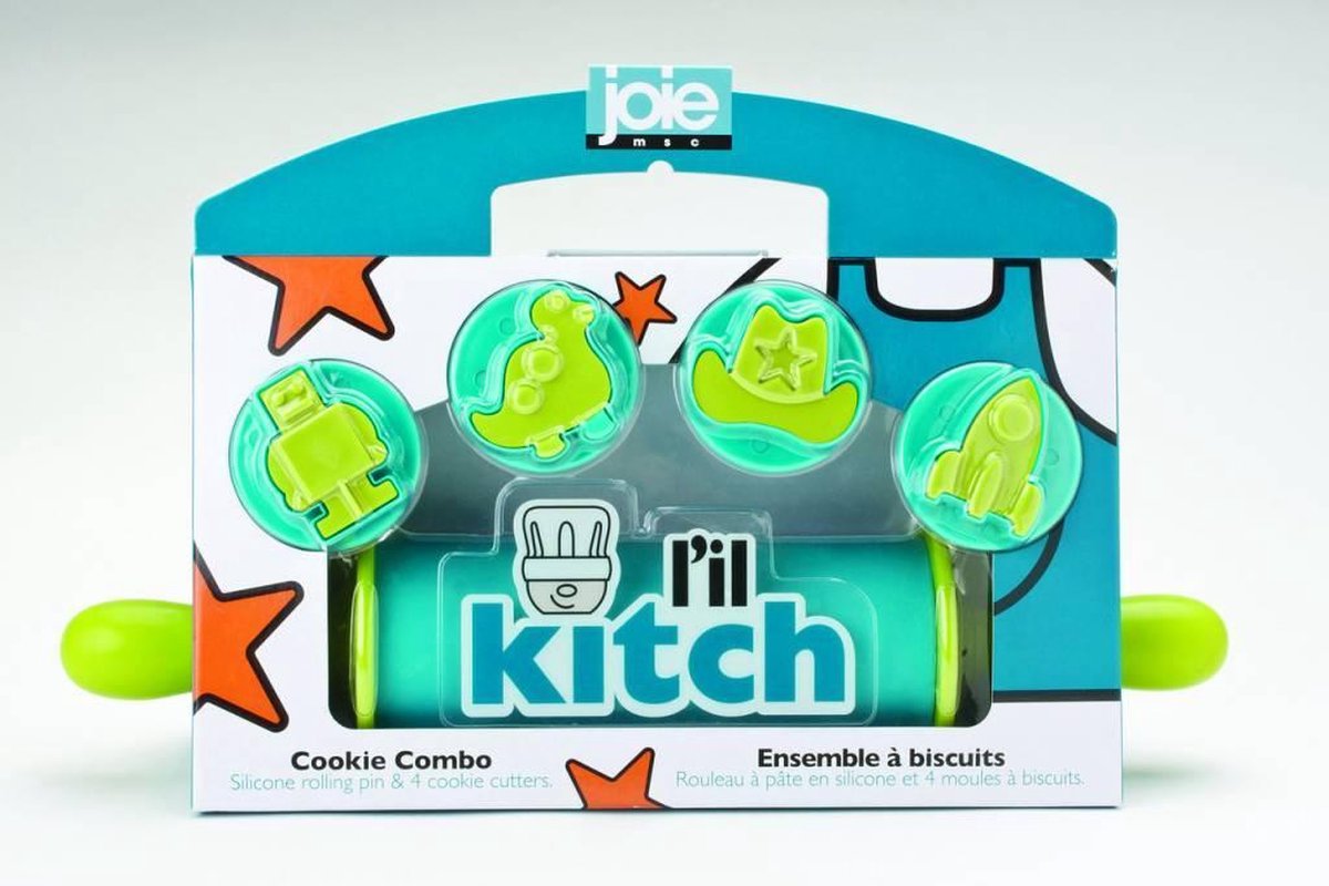 Koekjes bakset blauw-groen voor kinderen - JOIE - Kinderdeegrol - Koekjesvormen
