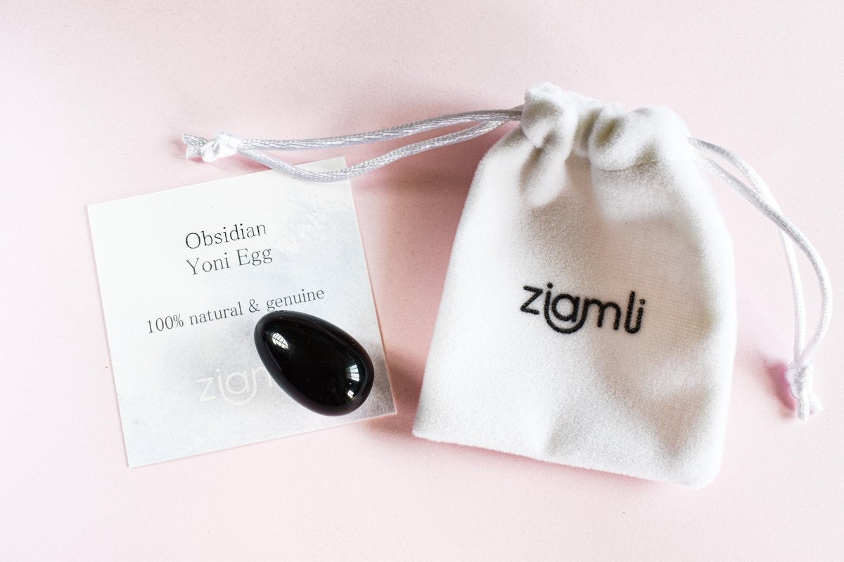 Ziamli yoni ei S (30*20 mm) - 100% obsidiaan - Massage ei - Yoni egg obsidian - Drilled - Certified