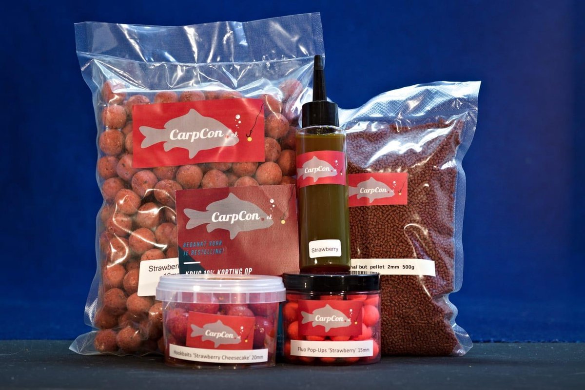 Voerpakket 'Strawberry Red' Groot - Karper voer/boilies - Voordeelpakket voor vissers