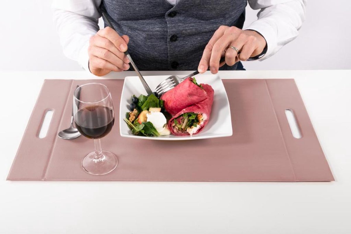 Placemat kunstleder set van 4 - Met handvatten - 33x45 cm - Paars