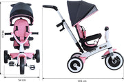 HOMCOM Driewieler 4-in-1 met duwstang en parasol roze