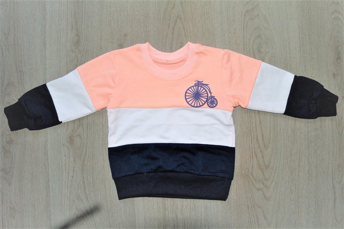Meisjes trui sweater strepen roze - maat 98 (3 jaar)