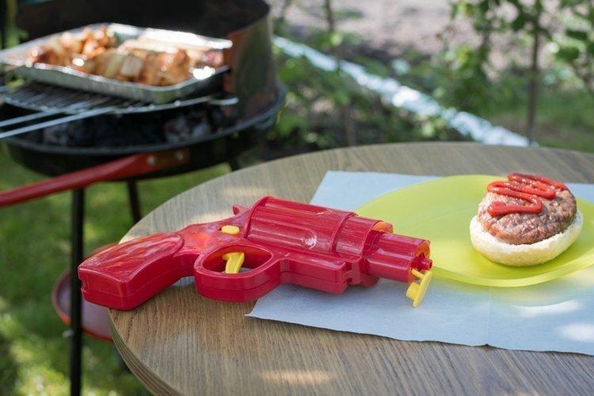 Grappig en praktisch ketchup- en mayonaisepistool - rood