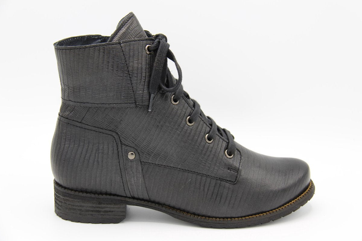 Verhulst- veter bootie zwart metallic geprint- K- maat 42