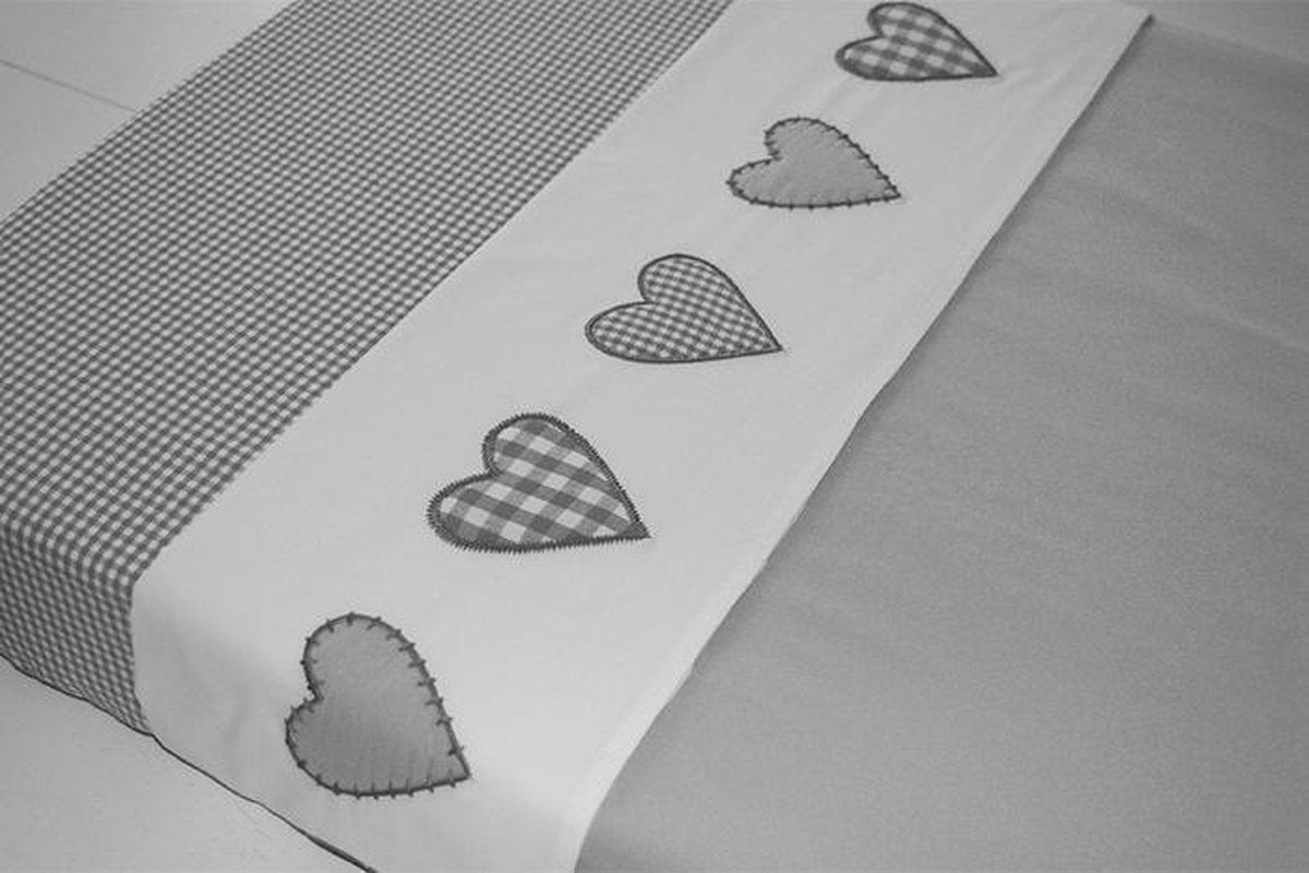 Taftan - Lakentje hartjes - 120 x 150 cm - ruit grijs