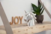 Zilver kleurige Unicorn Spaarpot - Eenhoorn hoofd Spaarpot van Zilverstad - kinder cadeau