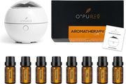 Aroma Diffuser van O’PUREd incl. 8x Etherische Olie | Luchtbevochtiger | Geurverspreider | Aromatherapie Set |Wit