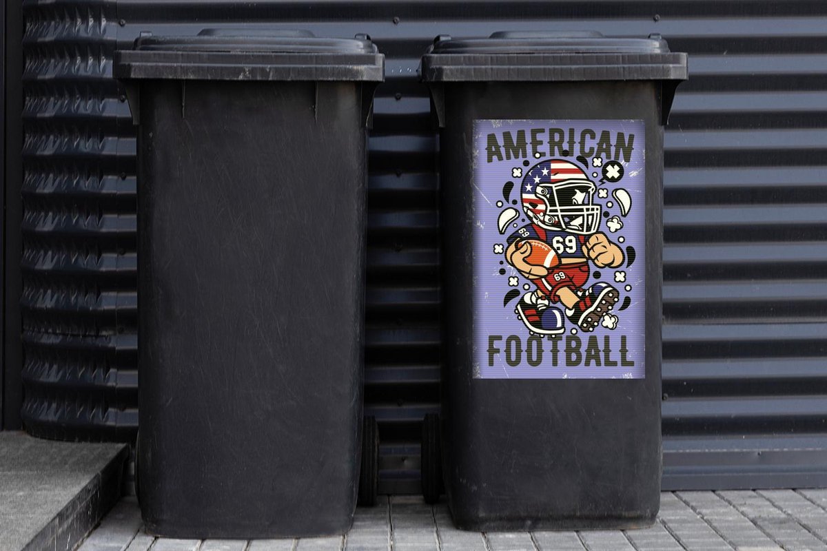 Container sticker American football - Paars - Vintage - 40x60 cm - Kliko sticker