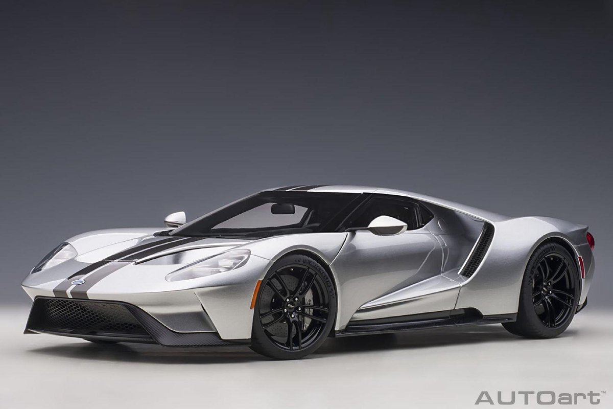 AutoArt 1/12 Ford GT - Ingot Silver/Black Stripes