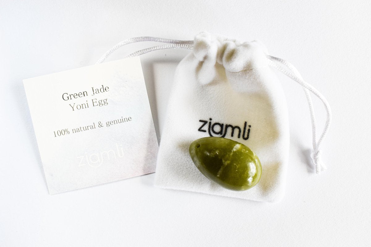 Ziamli yoni ei M (40*25 mm) - 100% groene jade - Massage ei - Yoni egg green jade - Drilled