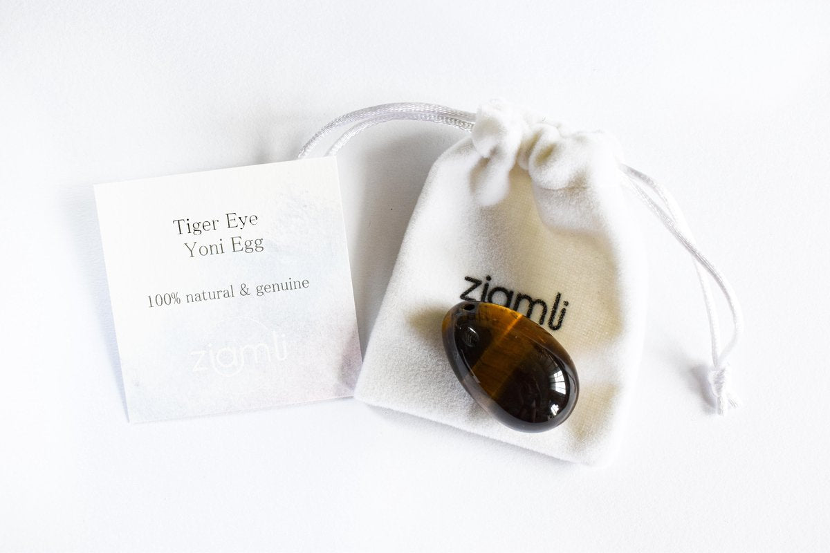 Ziamli yoni ei M (40*25 mm) - 100% tigeroog - Massage ei - Yoni egg tiger eye - Drilled