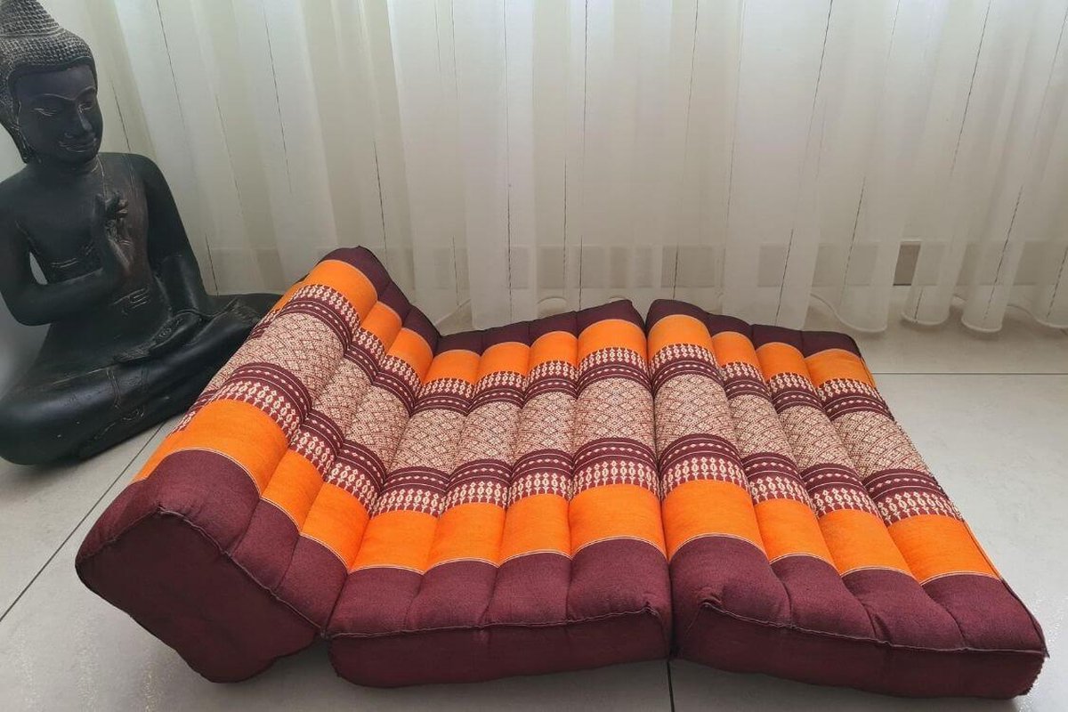 Yoga meditatie kussen mat - Yoga kussen opvouwbaar – Steunkussen – Meditatie kussen opvouwbaar - Kapok – Yogamat opvouwbaar – 70x50 cm - Oranje