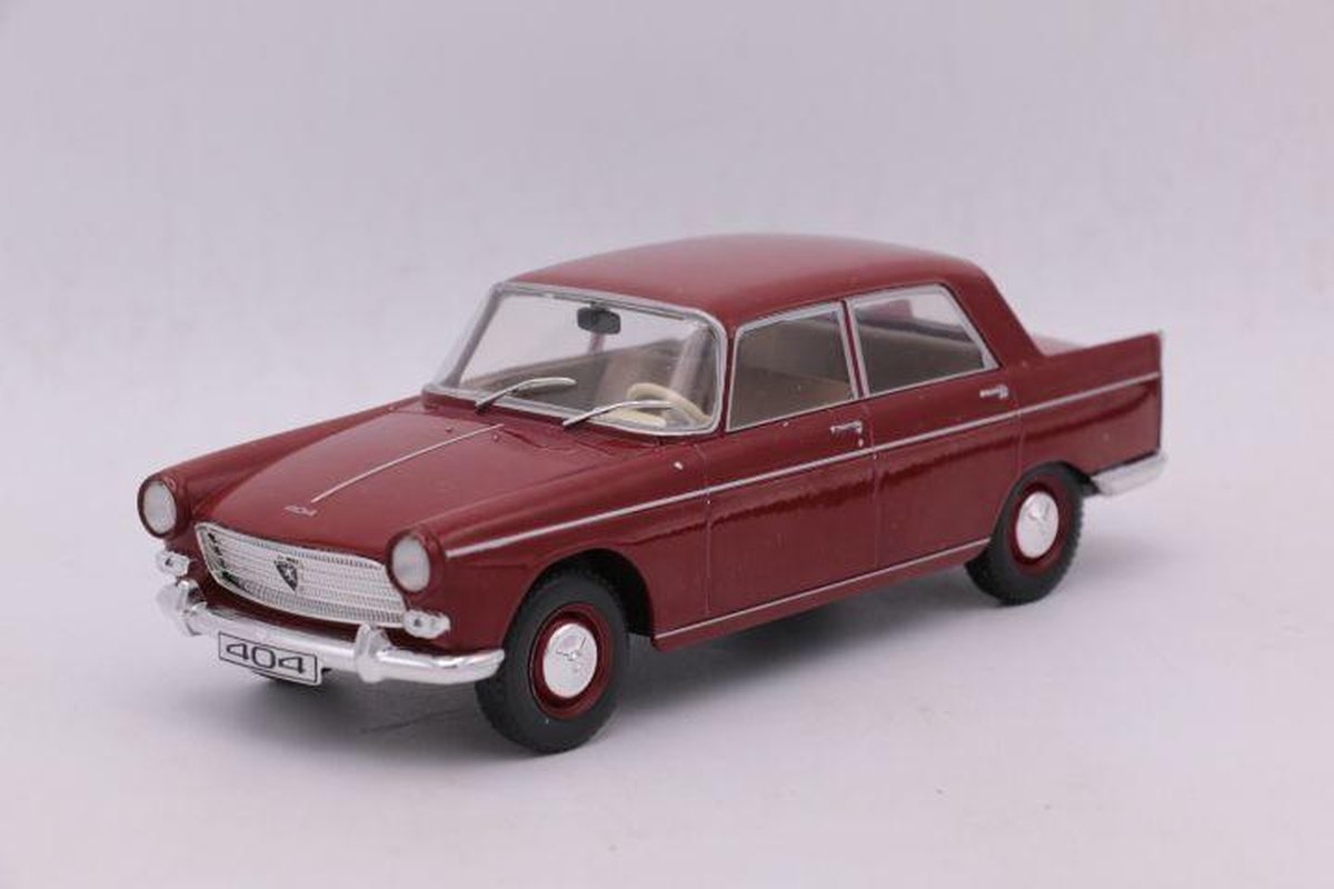 Modelauto Peugeot 404 1960 donkerrood 18 cm - Schaal 1:24 - Speelgoedauto - Miniatuurauto