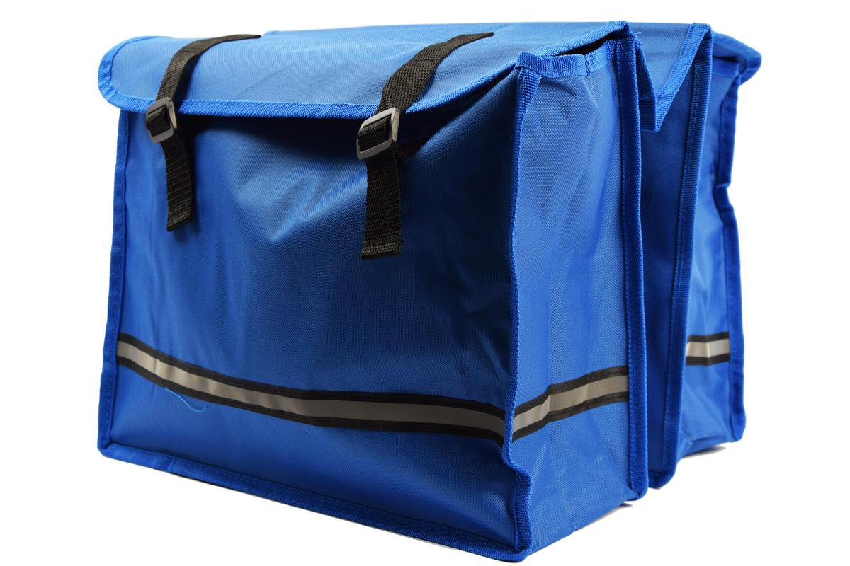 Dubbele Fietstas waterdicht met reflecterende strepen voor extra veiligheid- Fietstas blauw 36x30x12cm