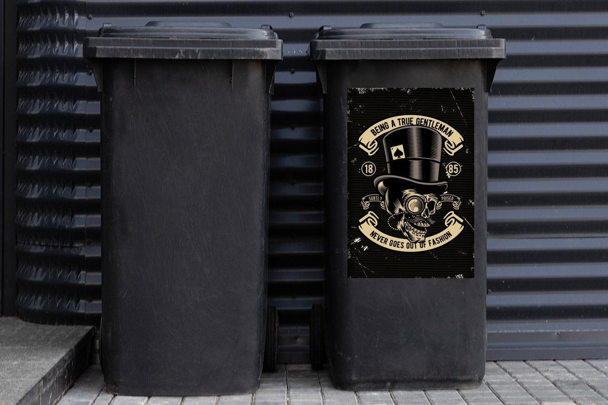 Container sticker Doodskop - Hoed - Retro - Tekening - 40x60 cm - Kliko sticker