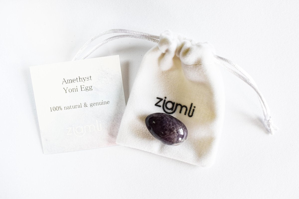 Ziamli yoni ei S (30*20 mm) - 100% amethist - Massage ei - Yoni egg amethyst - Drilled