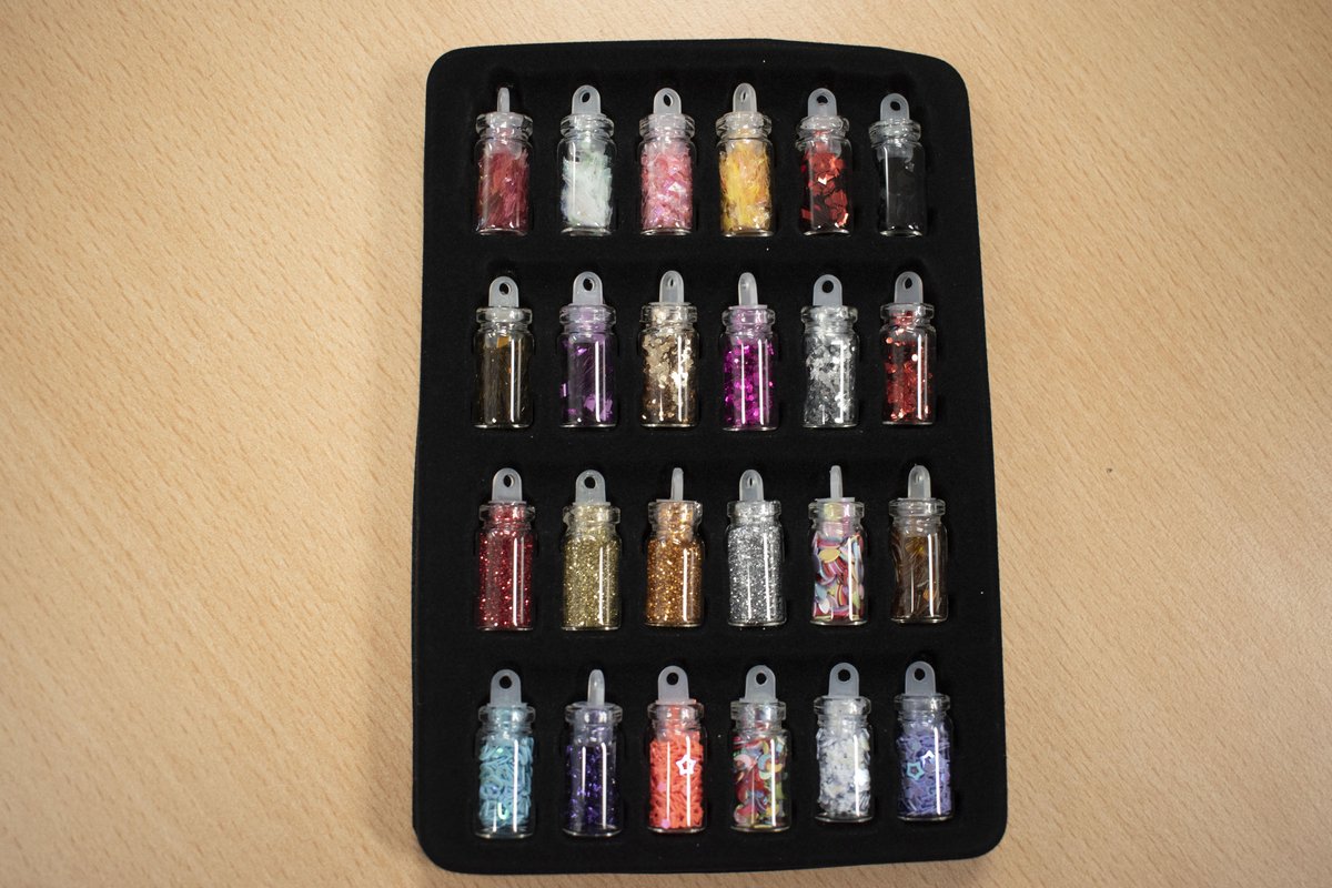 24 MIX Kleuren Nail Art 3D-  Glitter poeder Manicure Set- DIY Shiny Kralen Pailletten Nail Art Decoratie Set- nail art glitters - aqryl nagels glitters -glitter poeder -nagelstyliste benodigdheden