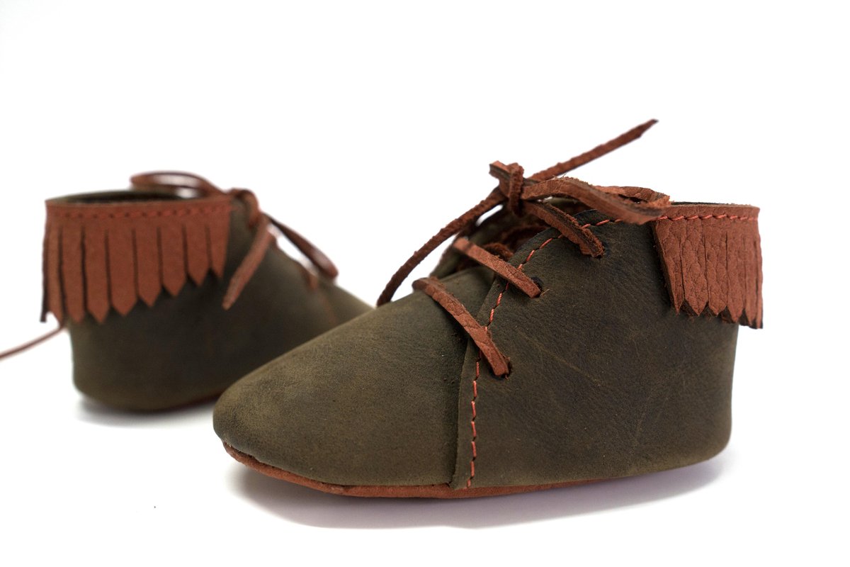 Babyschoenen | INDIANA | Brick |Handgemaakt | Echt leder | 6-12 maanden