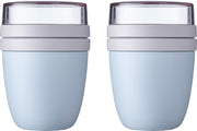 Mepal - 2 x Lunchpot Ellipse - Praktische muesli bekers to go  - Nordic blue - Geschikt voor vriezer