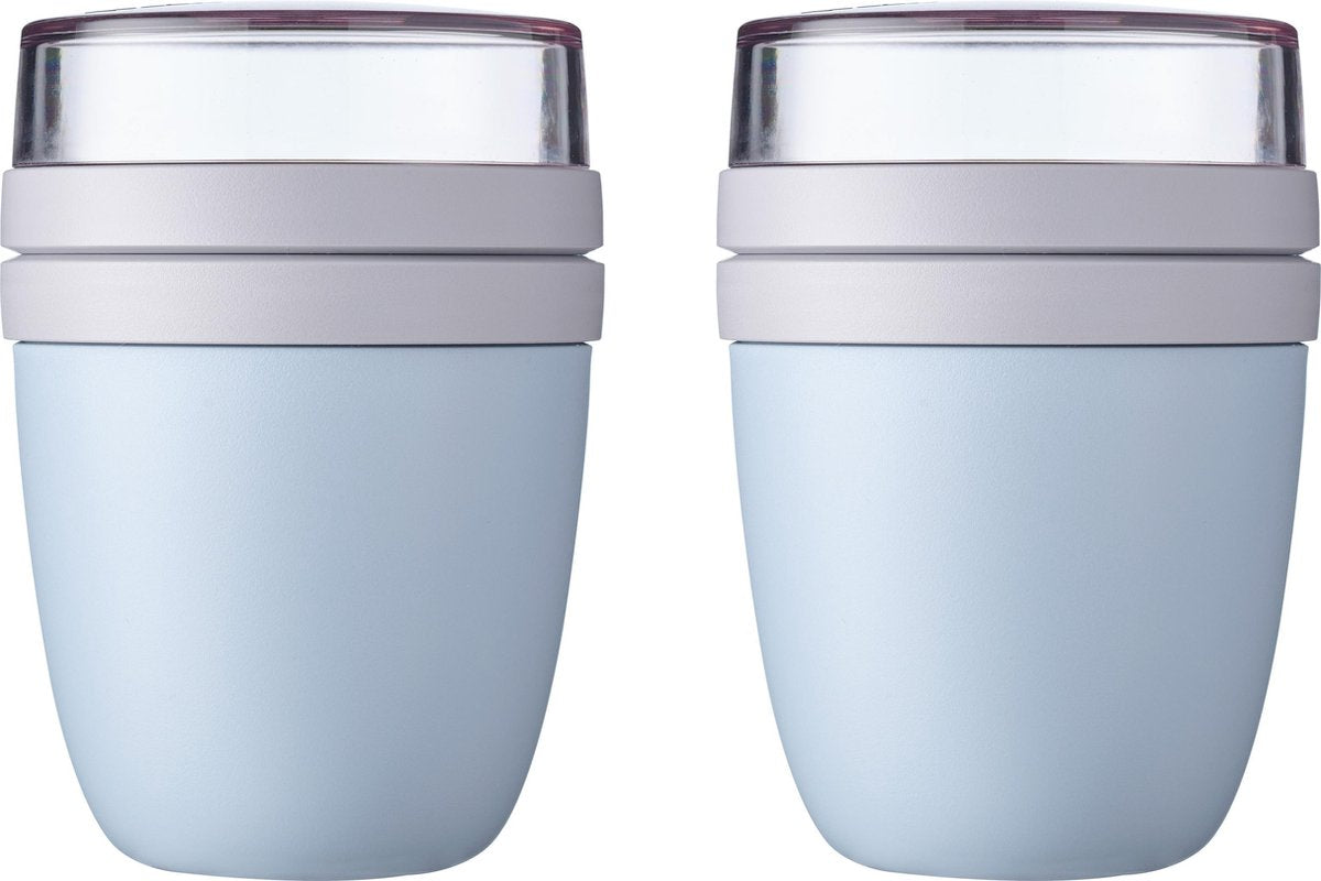 Mepal - 2 x Lunchpot Ellipse - Praktische muesli bekers to go  - Nordic blue - Geschikt voor vriezer