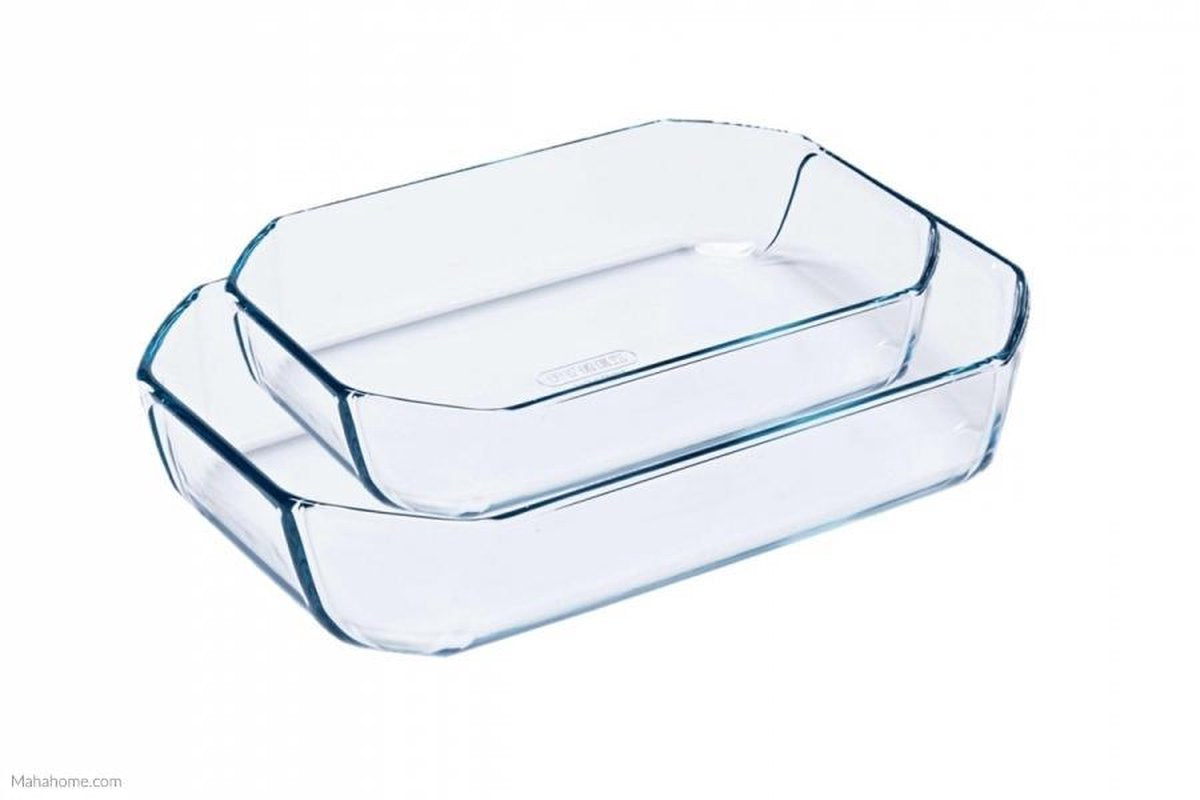 Pyrex Set Van 2 Rechthoekige Schalen