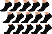 Sneakersokken - Katoen - Multipack - 15 Paar - Zwart - Maat 41-46
