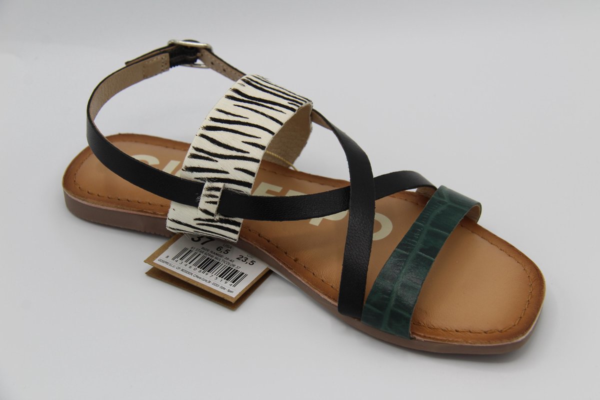 Gioseppo- 62946- sandaal- dames- groen zwart zebra- maat 37
