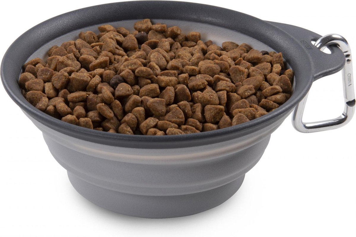 Popware Reisvoerbak Inklapbaar 480 Ml Sliiconen Lichtgrijs