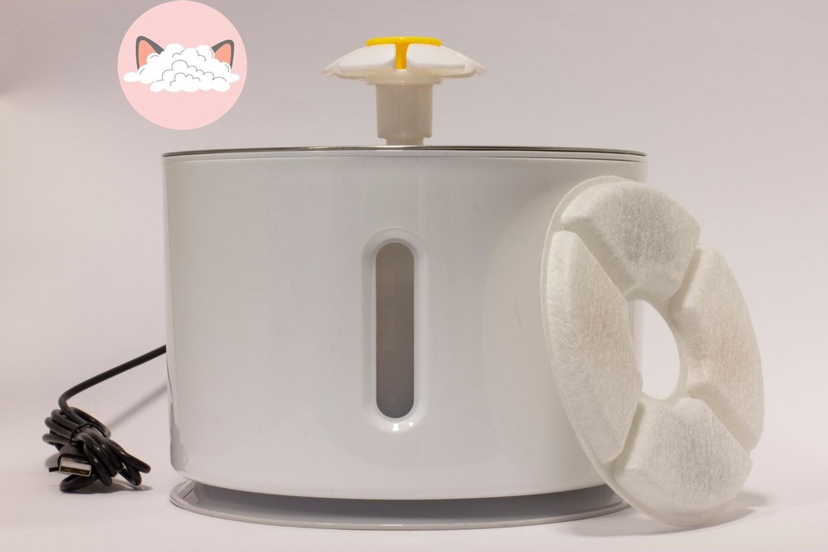 Poezenparadijs - drinkfontein voor katten en honden - RVS - fluister stil - LED verlichting - 2.4 liter - Drinkbak - Pet water dispenser