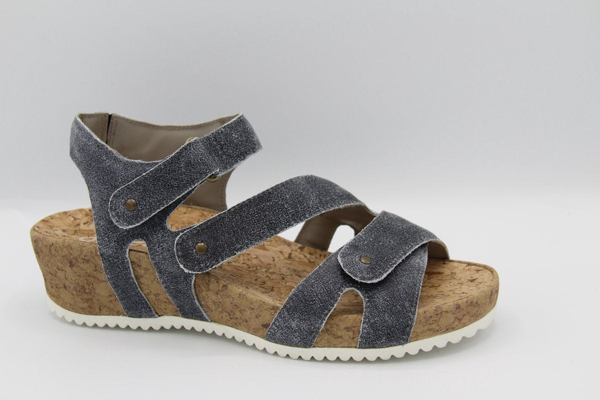 Durea- 7385- Sandaal- d. jeans blauw- kurk- H- maat 4