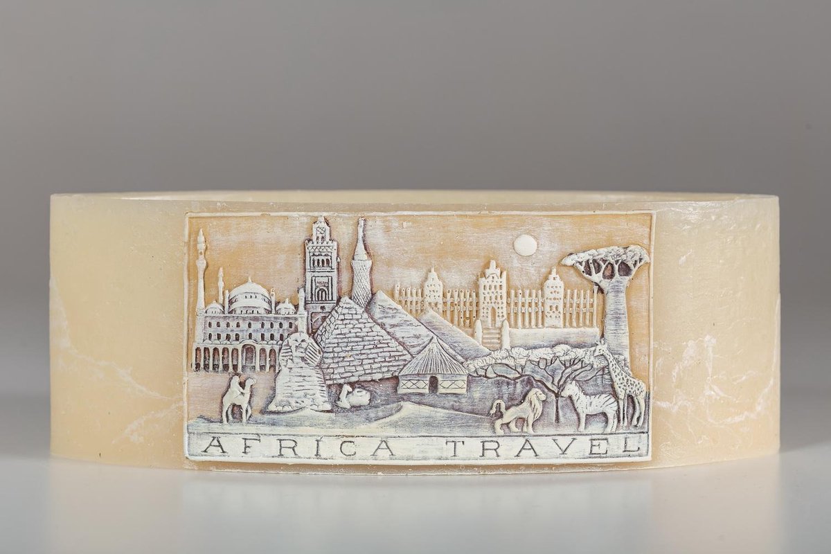 Ovaal Ivoor Africa travel wax windlicht 95/125/270 (incl. 2 stuks 3 uurs theelichten)