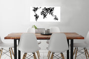 Muurdecoratie - Wereldkaart - Artistiek - Zwart - Wit - 80x40 cm - Poster