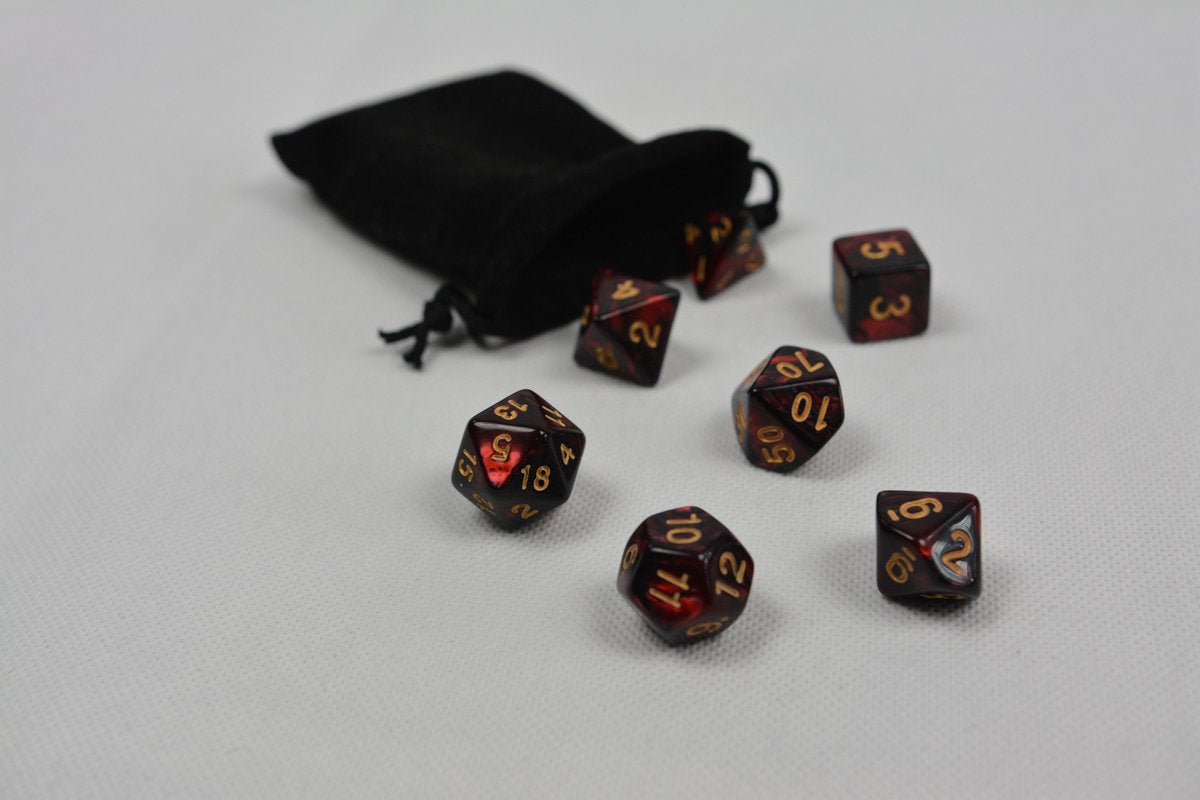 D&D dice set - DnD dobbelstenen set Zwart met Rood - Dungeons and Dragons dobbelstenen