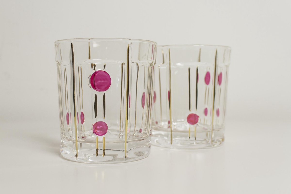Berlin whisky glas met goud en rood decoratie